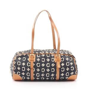 Celine Macadam Shoulder Bag Canvas Leather Navy Blue